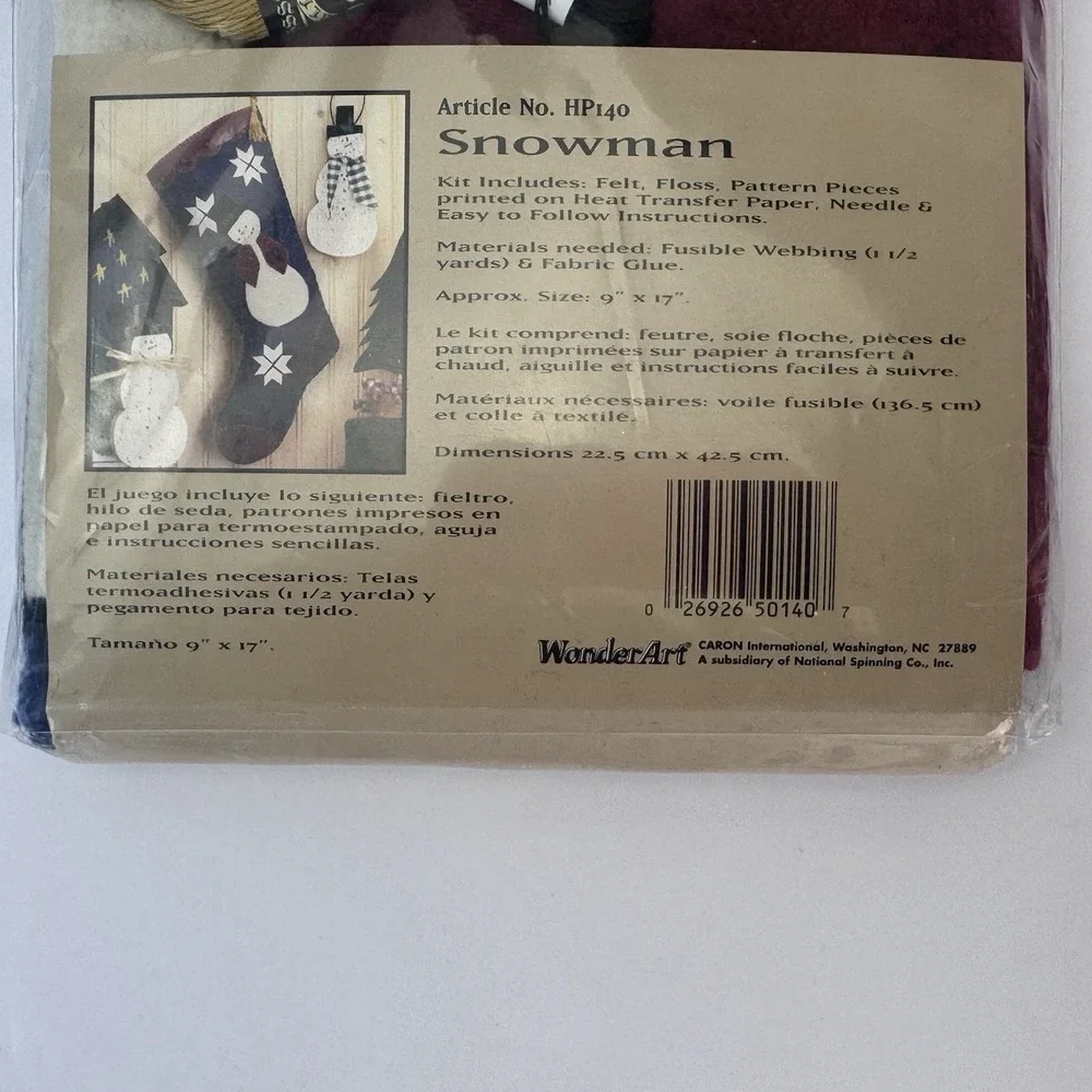 NEW Hodge Podge Quilt Applique Felt Embroidery Snowman Christmas Stocking Kit